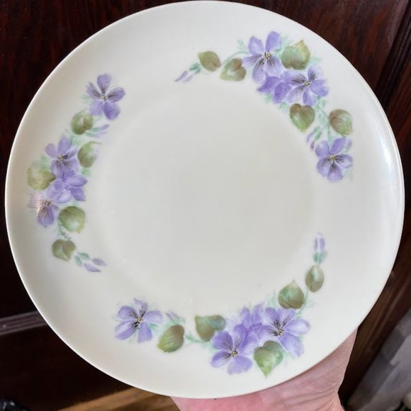 Set of 4 MZ Austria Hand Painted Salad Dessert Plates Daisy Columbine Wild Rose - Picture 9 of 12